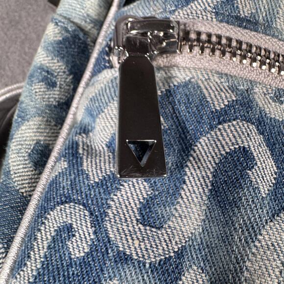 Guess Mini Backpack Purse Blue Denim Silver Trim Logo Los Angeles DY699433 - Picture 3 of 12